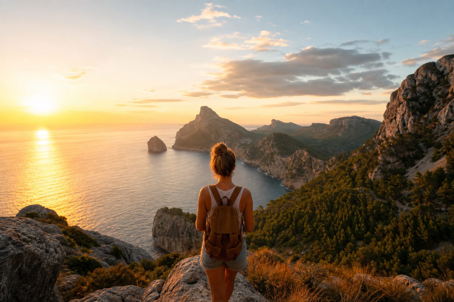 Woman alone at a viewpoint